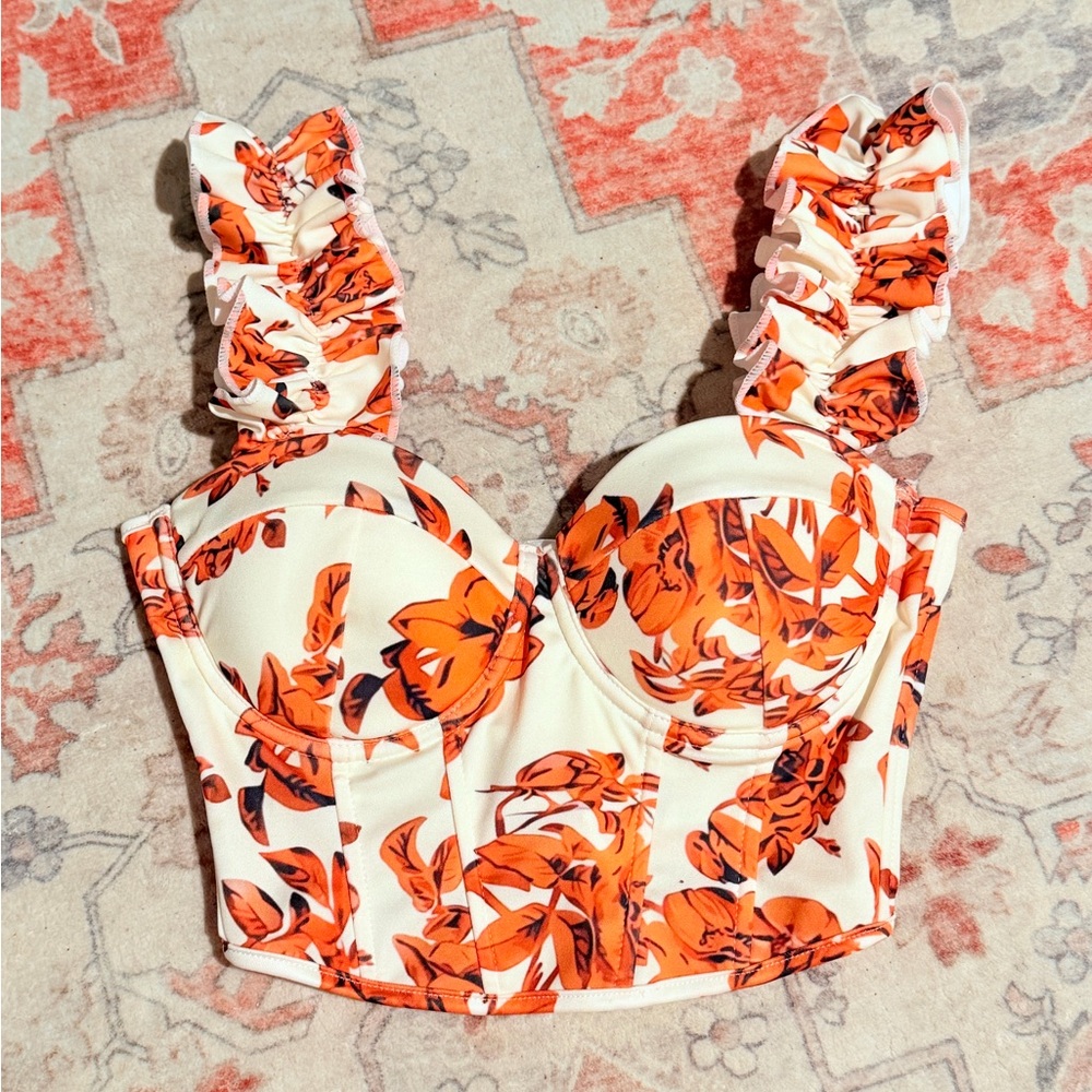 American Eagle Outfitters Orange Floral corset top